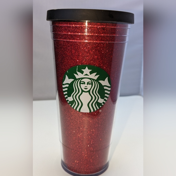 Starbucks Kitchen Starbucks 2 Fl Oz Used Red Glitter Cold Tumbler